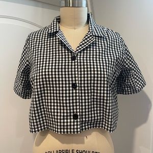 Cropped black and white gingham ASOS shirt
